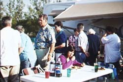 The food line at the kick-off party.